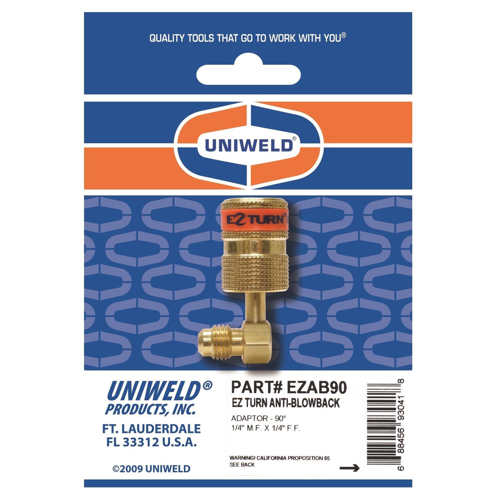 Uniweld Ez-Turn Anti-Blowback Mini Split Ductless Adaptador 90 degrees 1/4 in MF