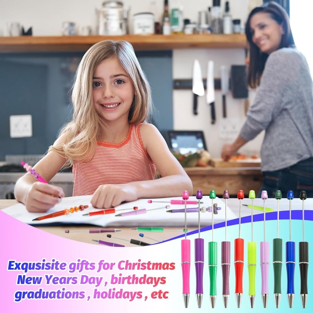 DIY Beadable Pen Craft Kit with Refills – 150 Pieces 50 Plastic Ballpoint Pens &