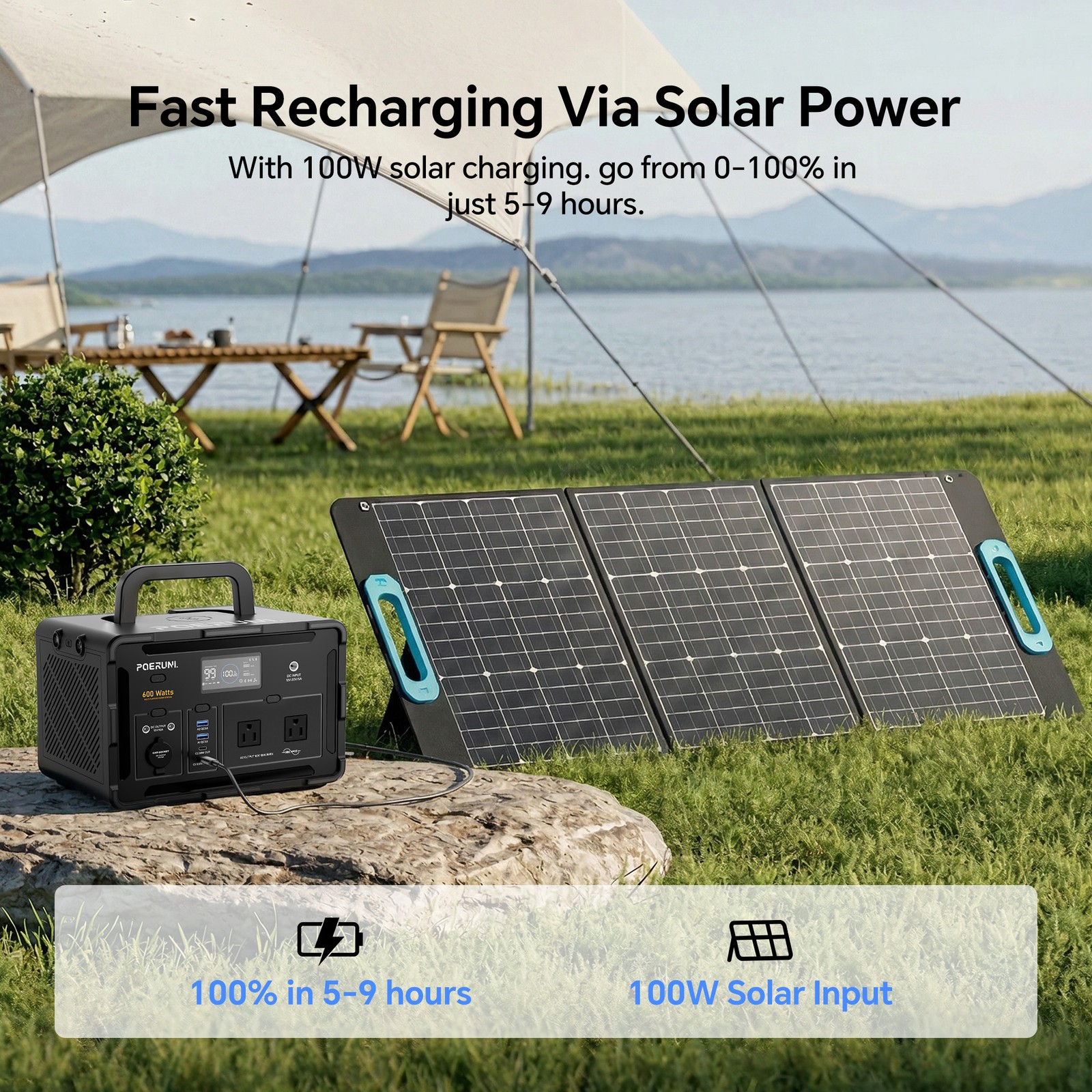 NEW 600W Lithium Battery Portable Power Station 519Wh for Camping RV Backup