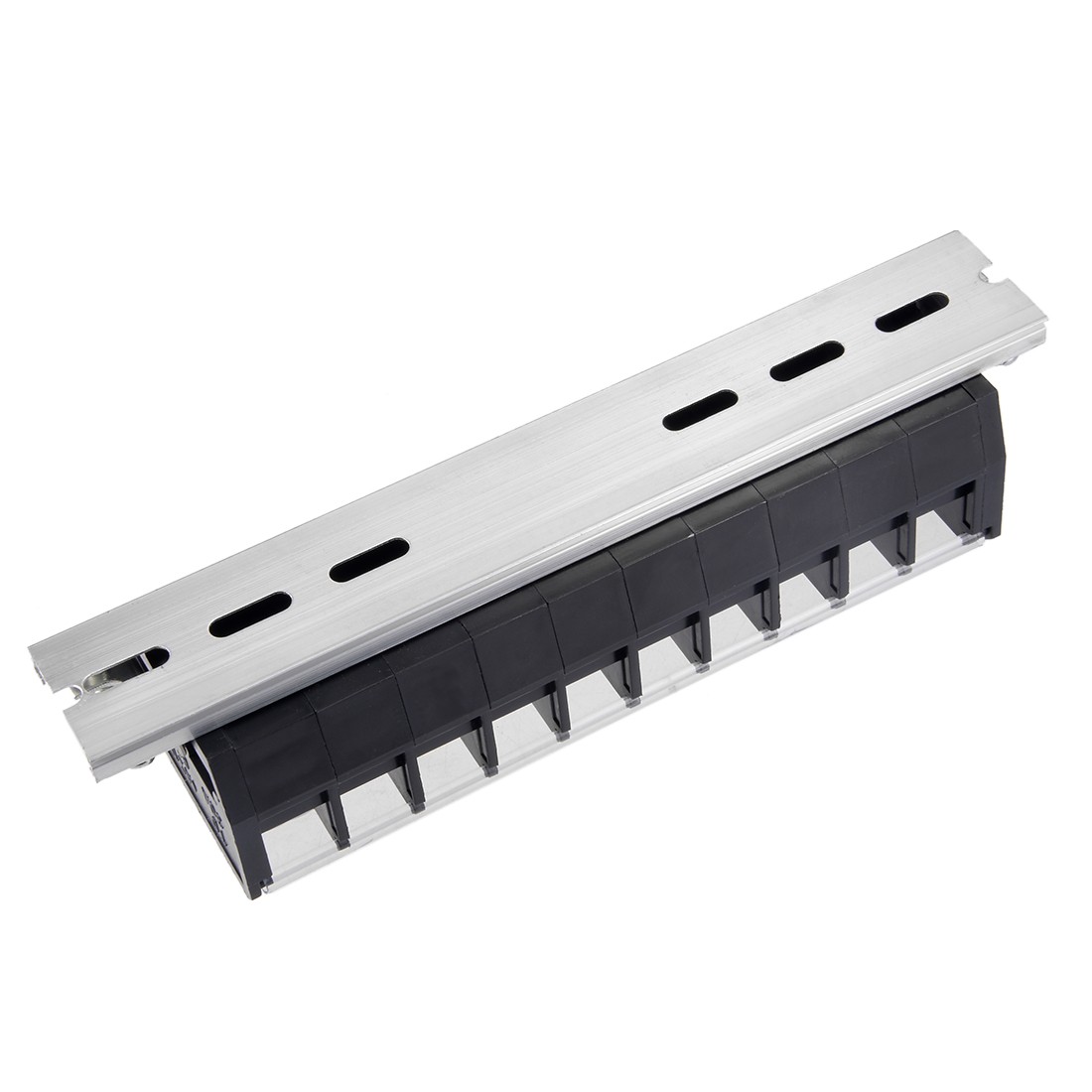 660V 30A 10 Position DIN Barrier Terminal Strip Block Rail Base Covered Screw