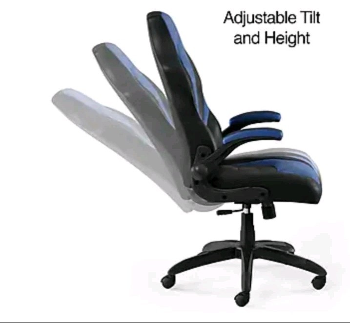 Emerge Blue/Black Computer Gaming Chair w/ Flip-Up Arms, Headrest