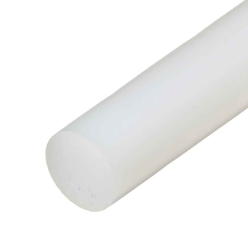 5.000 (5 inch) x 12 inches, UHMW Plastic Round Rod, White
