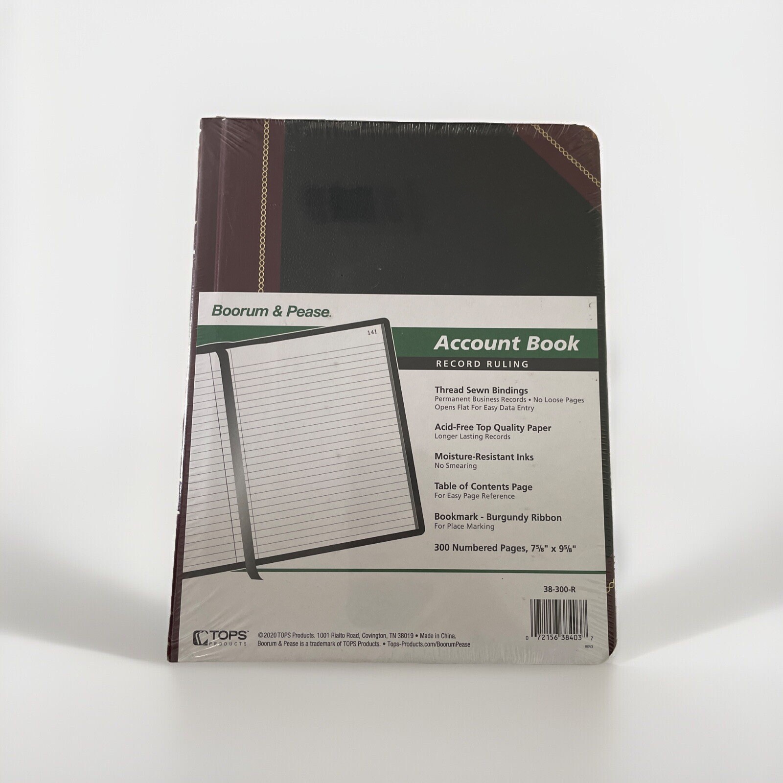 Boorum & Pease Record/Account Book Record Rule Black/Red 300 Pages 9 5/8 x 7 5/8