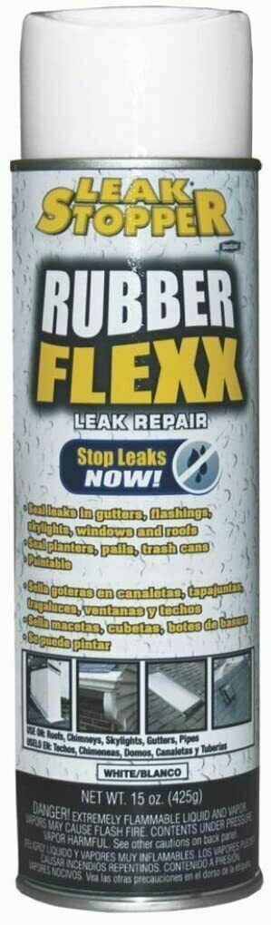 Leak Stopper Rubber Flexx 15 Oz WHITE Rubberized Flex Sealant Aerosol Spray