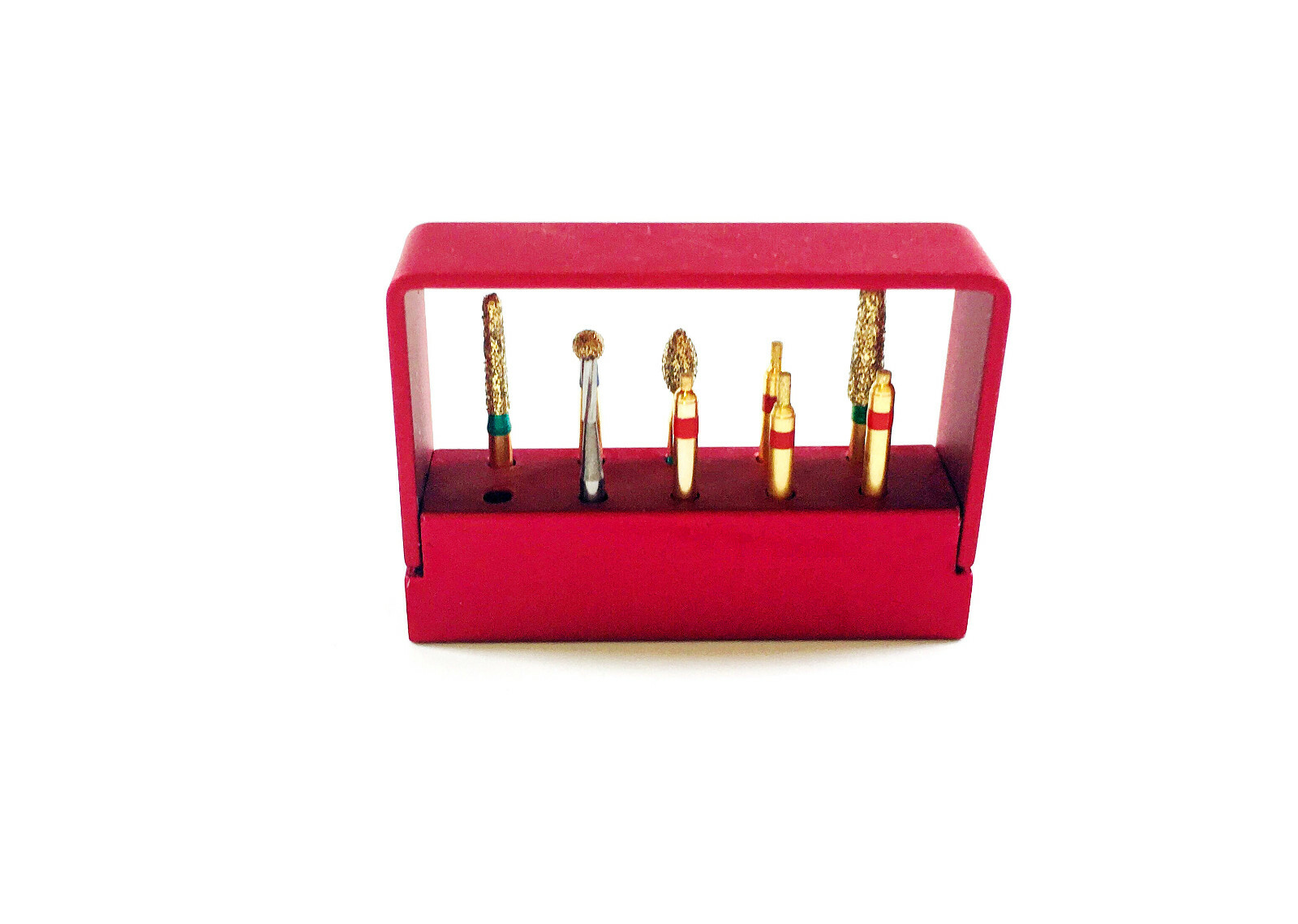 Dental Golden Diamond Burs SS Handle For Polish Reverse Preparation Kit 9pcs/Box