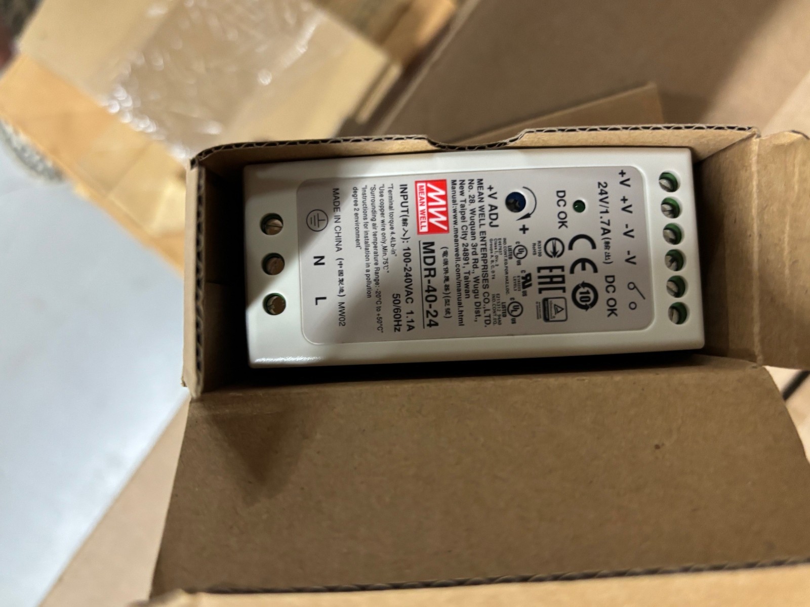 MEAN WELL MDR-40-24 RAIL POWER SUPPLY- NEW