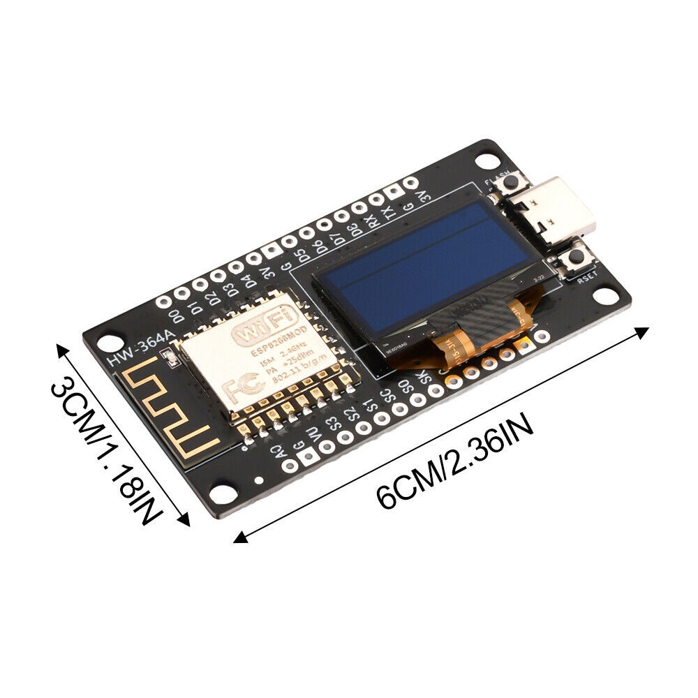 NodeMCU ESP8266 Board with 0.96″ OLED Display CH340 yellow blue WiFi Type C USB