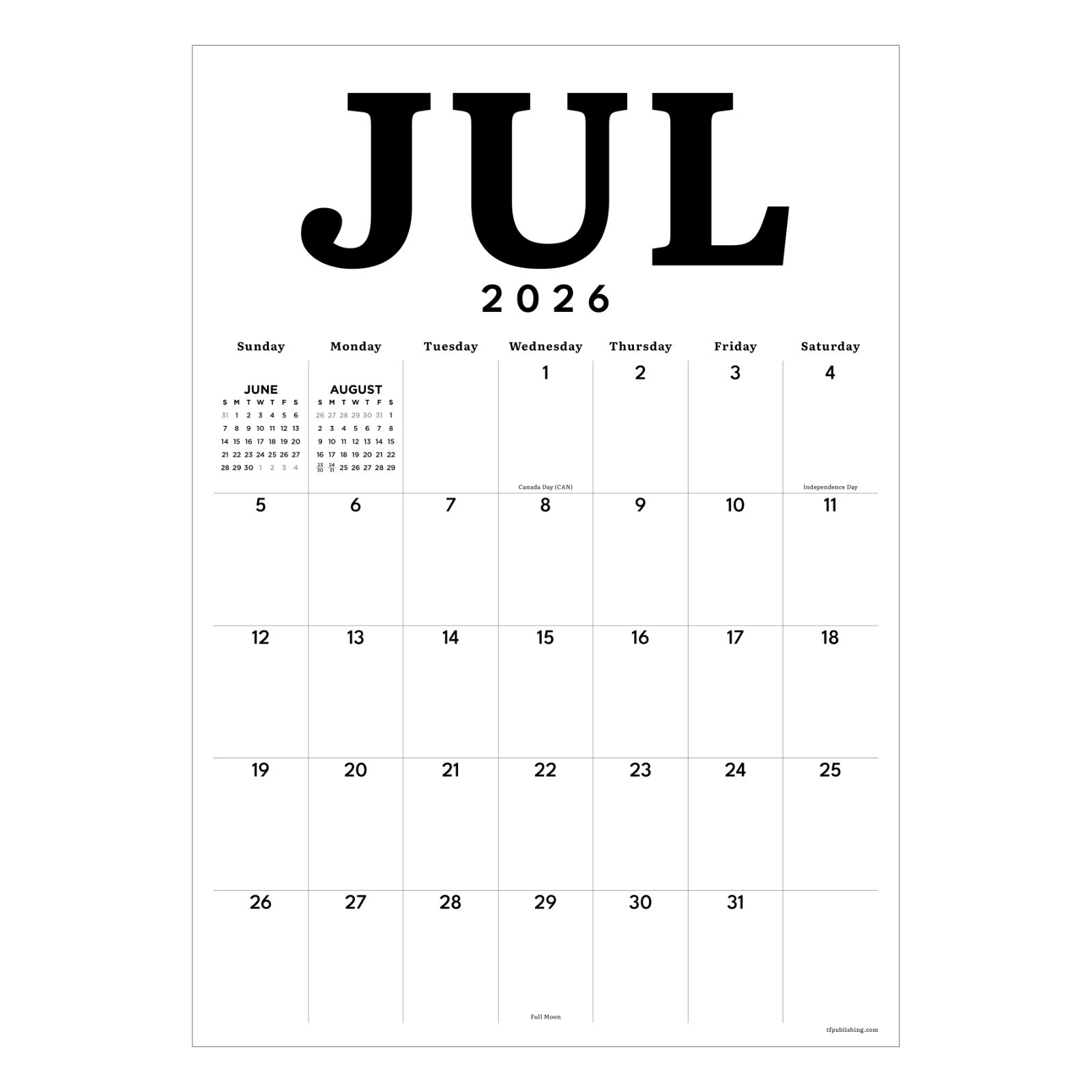 July 2026 – June 2027 Medium Art Poster Wall Calendar