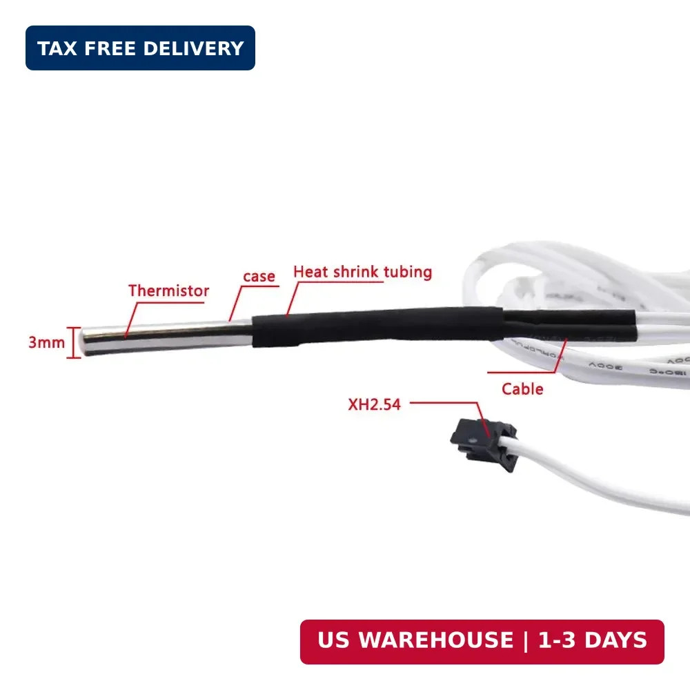 WINSINN HT-NTC100K Thermistor Sensor, Ender 3 v2 Upgrade 3×15 3950 XH2.54 2Pin,