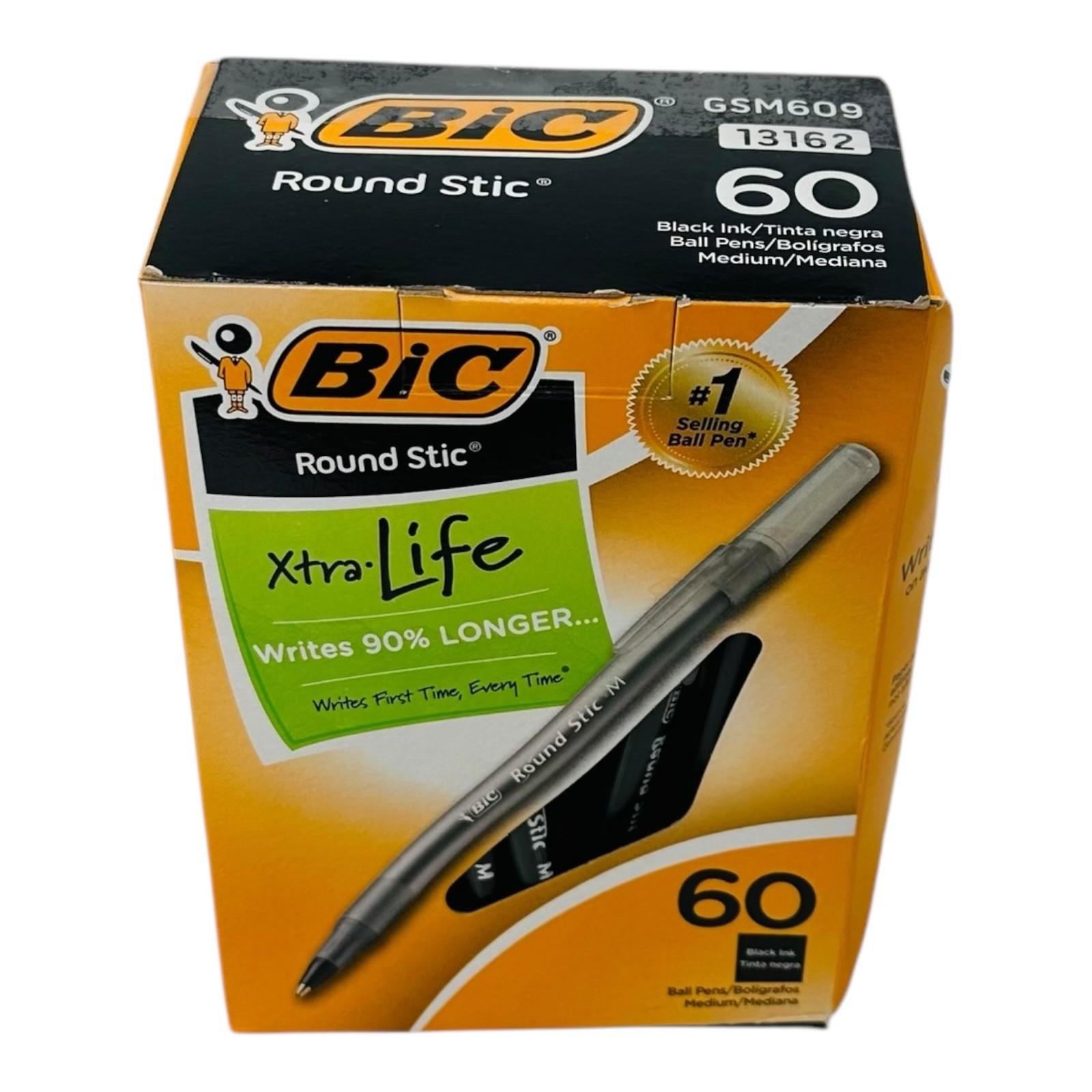 60 Pens BIC Pens Round Stic Xtra-Life Medium Point Ballpoint Pen Black Ink