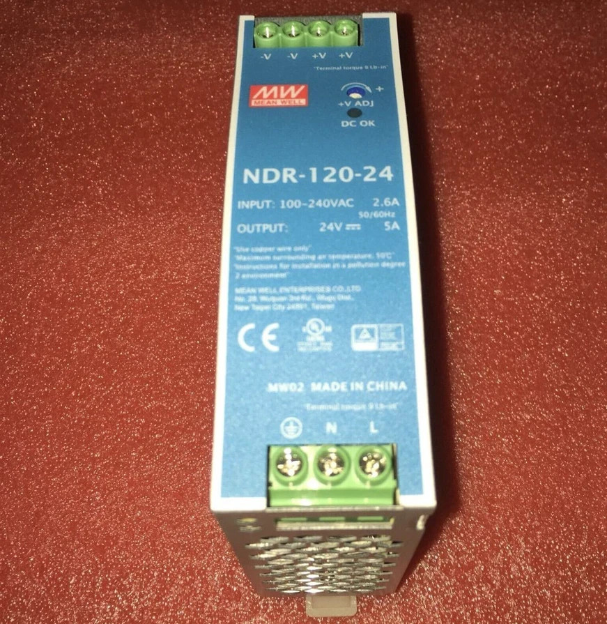 Mean Well NDR-120-24 AC/DC Industrial DIN Rail Power Supply -NEW
