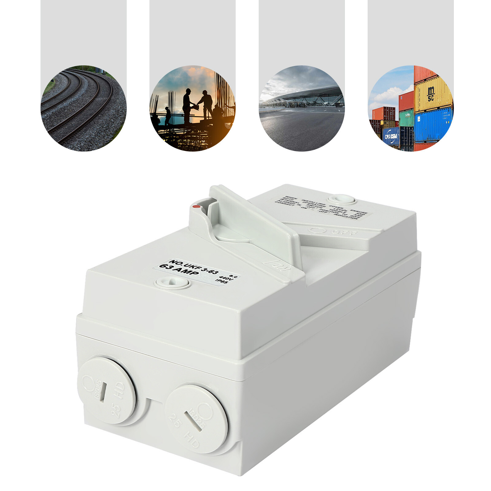 3-pole Waterproof Isolating Switch Three-phase Wall Mounted 63A 440V 3 Way USA