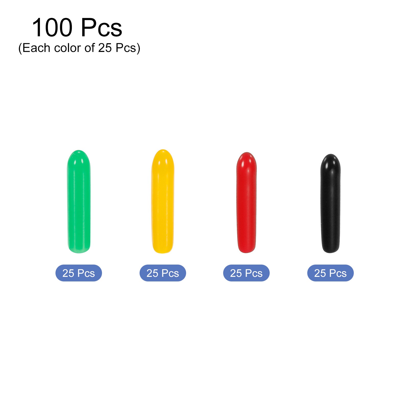 100pcs 1/8″ 3mm Rubber End Caps Cover Assortment Vinyl Screw Thread Protector