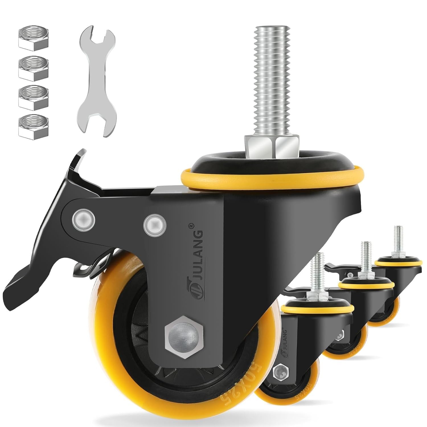 Heavy Duty 2 Inch Caster Wheels Set of 4 with Dual Locking Safety for Furniture