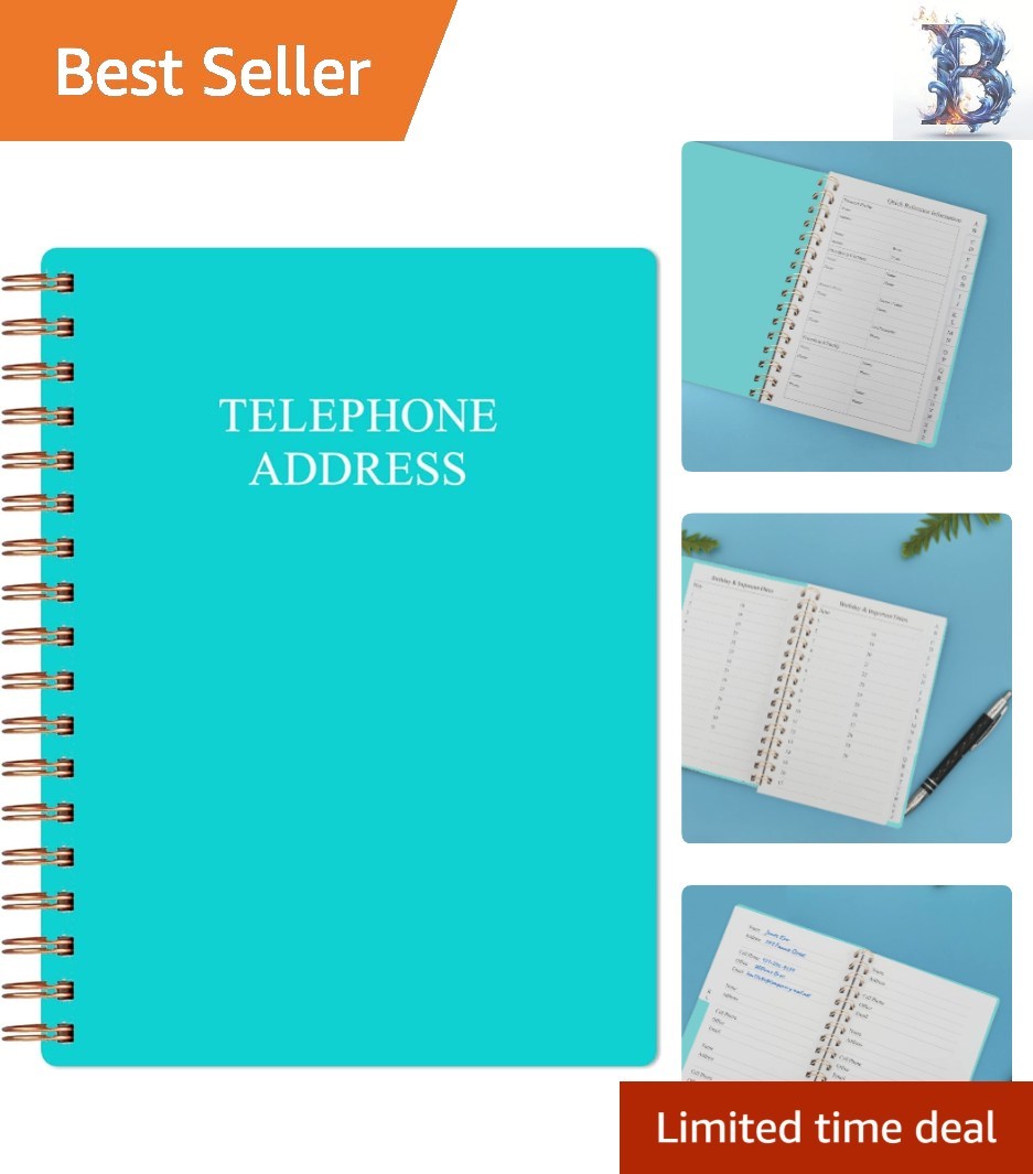 Durable 120-Page A-Z Address & Birthday Log Book – Teal 5×7 for Everyday Use