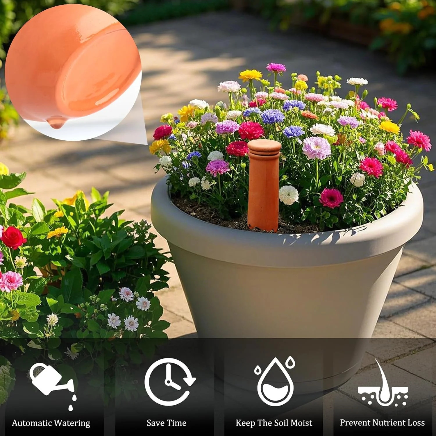 30 Oz Ollas Terracotta Watering Pots Large, Plant Watering Globes, Self-Watering