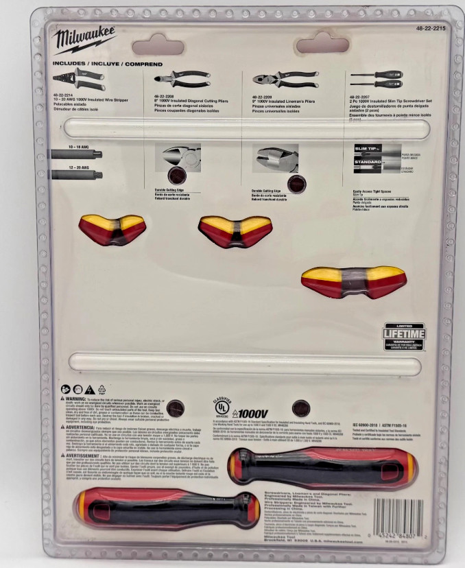 Milwaukee 48-22-2215 1000V 5pc. Insulated Electricians Hand Tool Set.