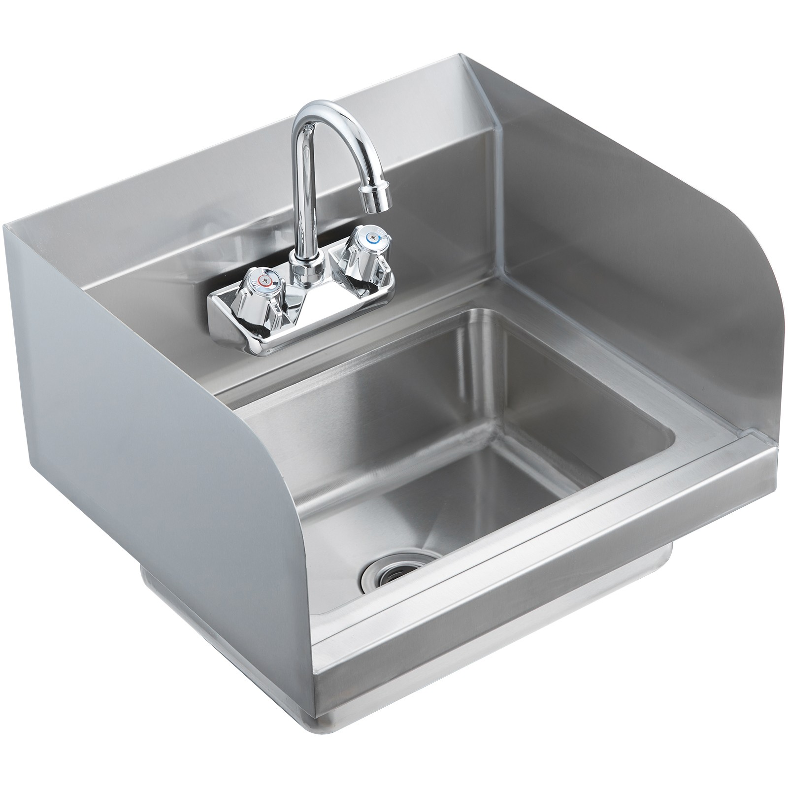VEVOR Wall Mount Hand Wash Sink 17″x 15″ Stainless Steel w/ Faucet & Splash NSF