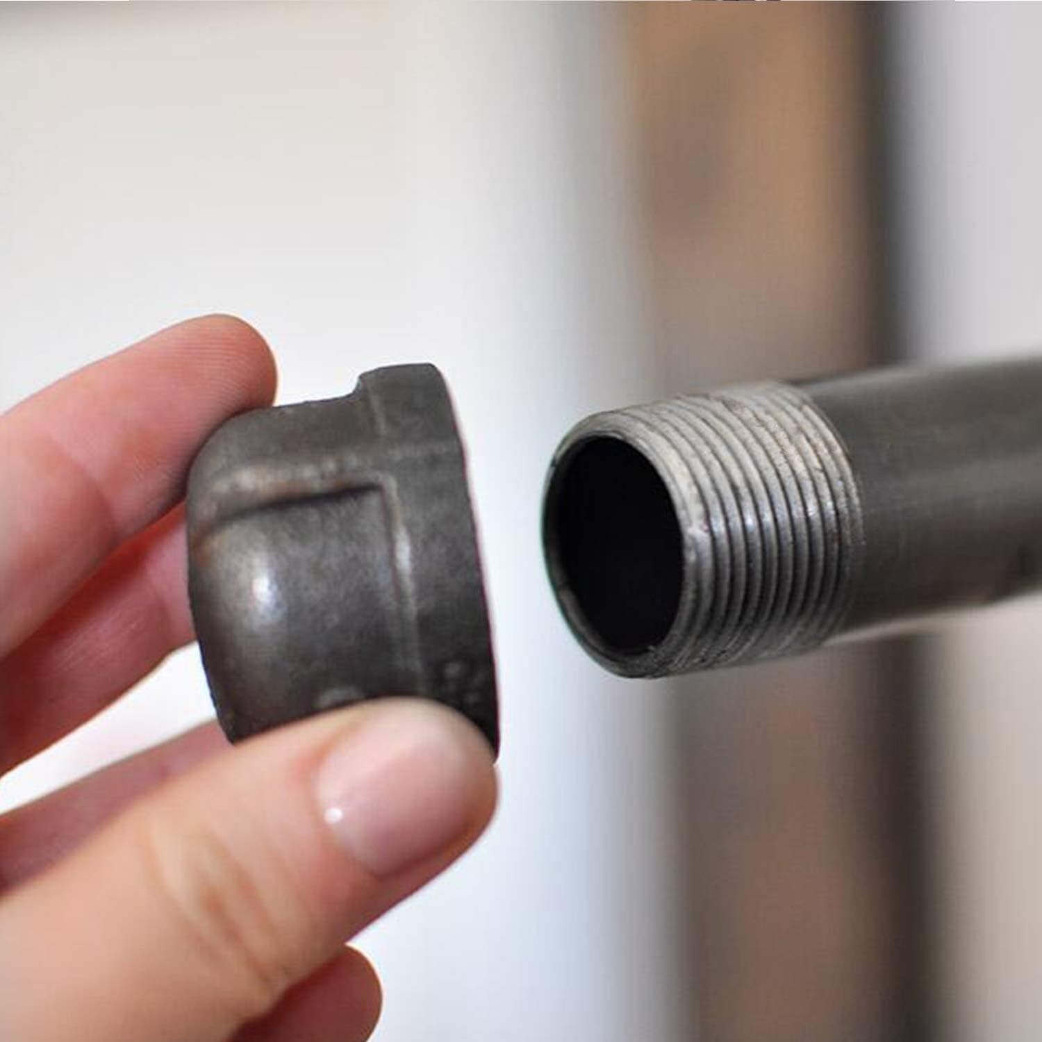 10 PACK 1″ Pipe Fitting Cap Gray Malleable Iron Cast Pipe Caps for Shelf Bracket