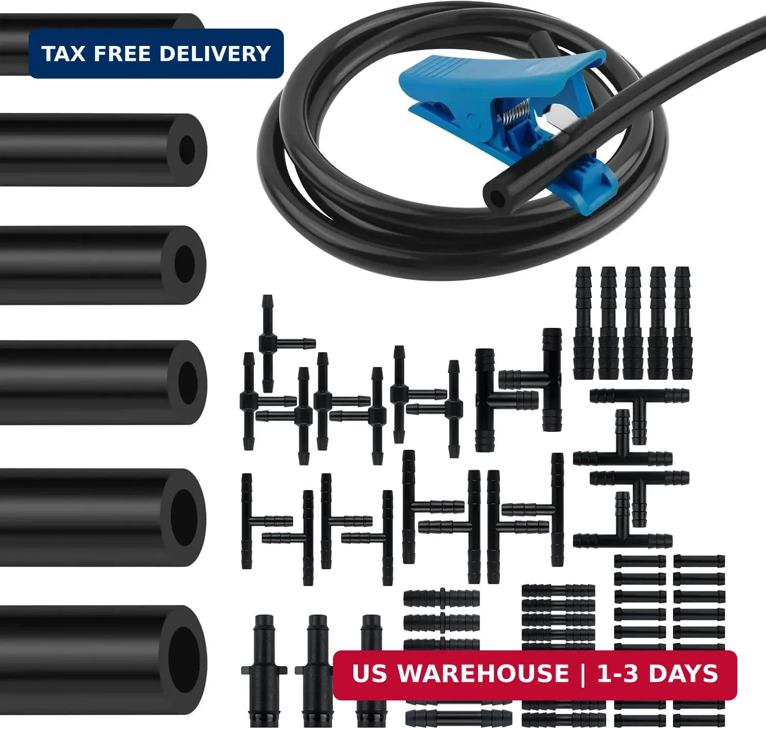 6PCS 4.9Ft ID 1/8″ 5/32″ 1/4″ 5/16″ 3/8″ 3/16″ Vacuum Lines Automotive Kit,Silic