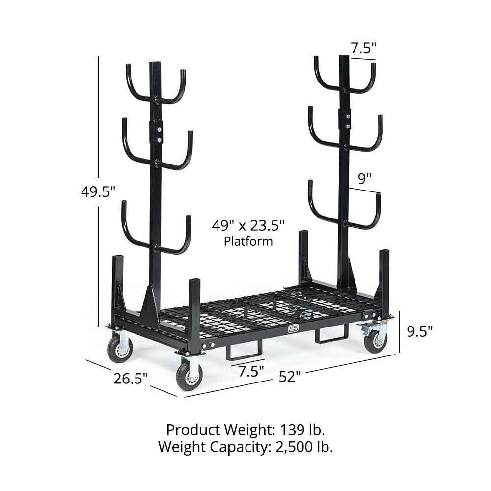 Titan Attachments Mobile Conduit Lumber and Pipe Rack with Eight Bins