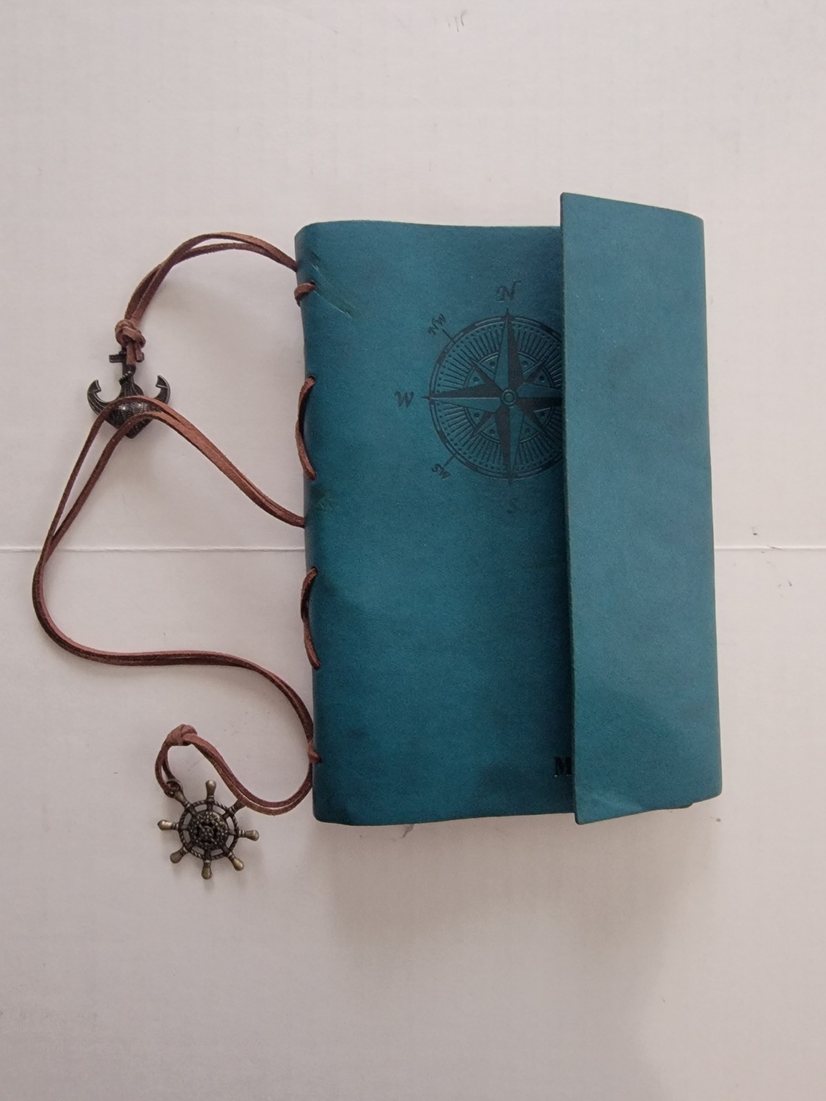 MaleDen Nautical Theme Turquoise Leather Spiral Journal Refillable Diary