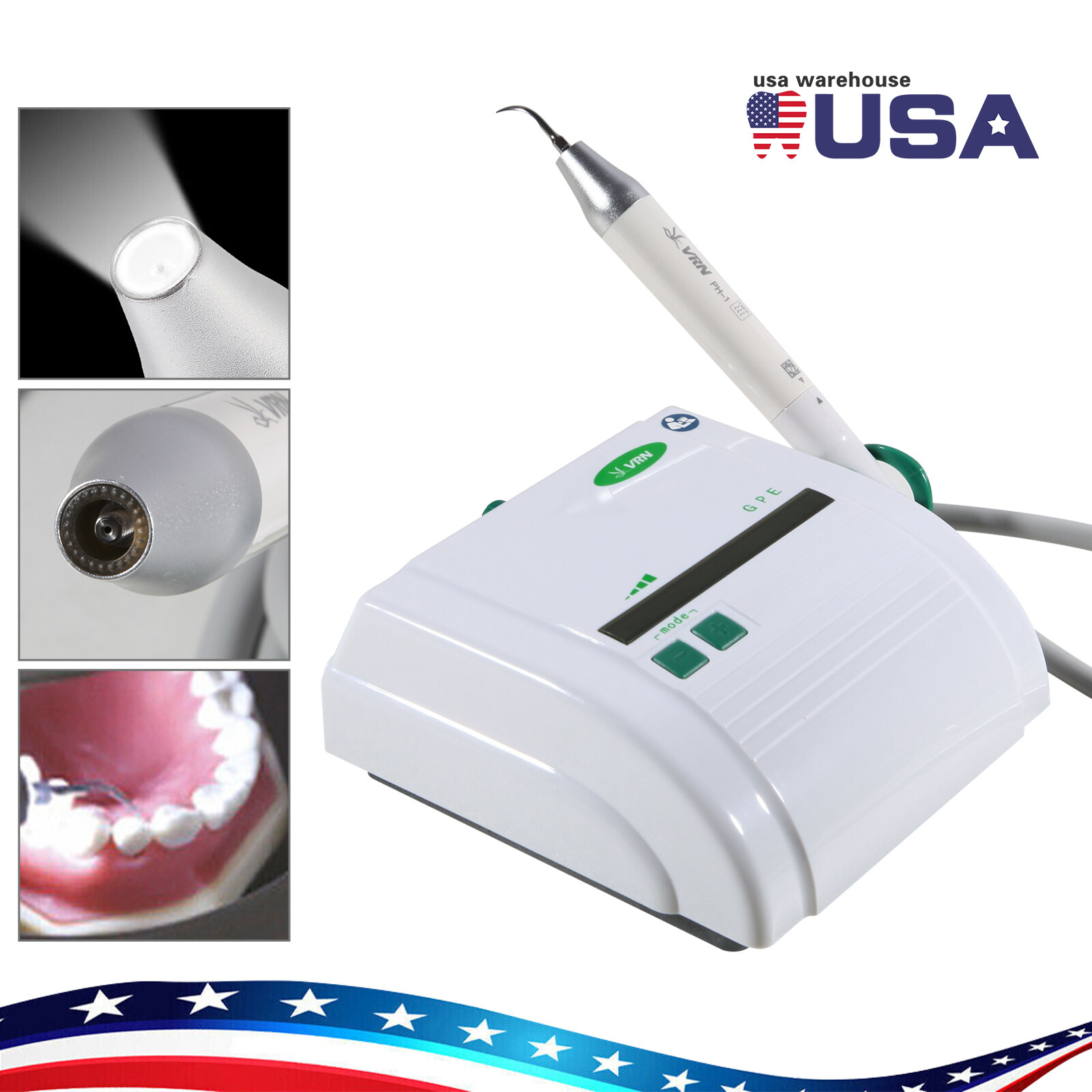 Ultrasonic Piezo Dental Scaler +LED Detachable Handpiece+5Tips fit EMS VRN-K08DL