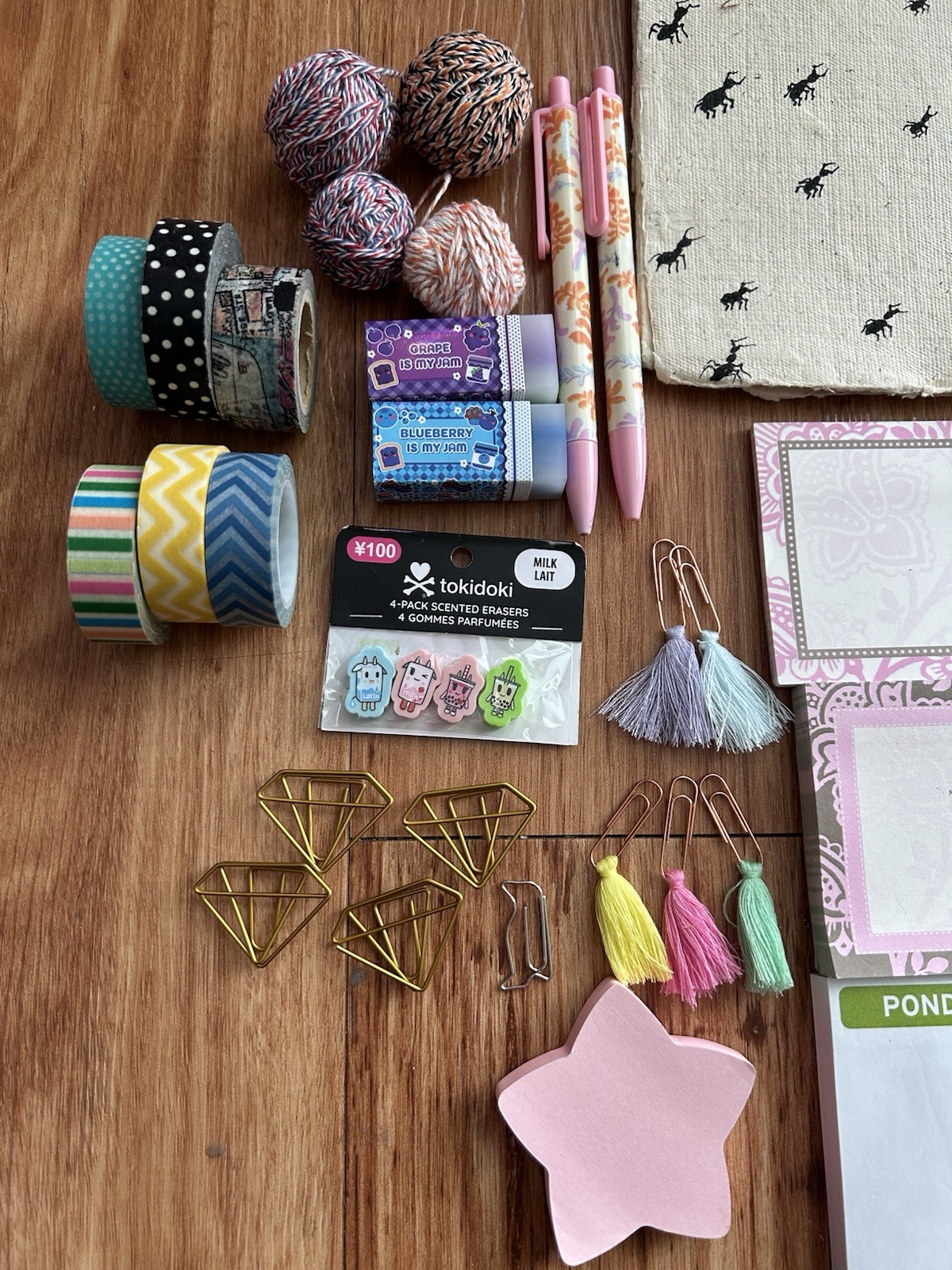 Office Stationary Supplies Lot Sticky Notes Paperclips Washi Tape Notebooks Pens