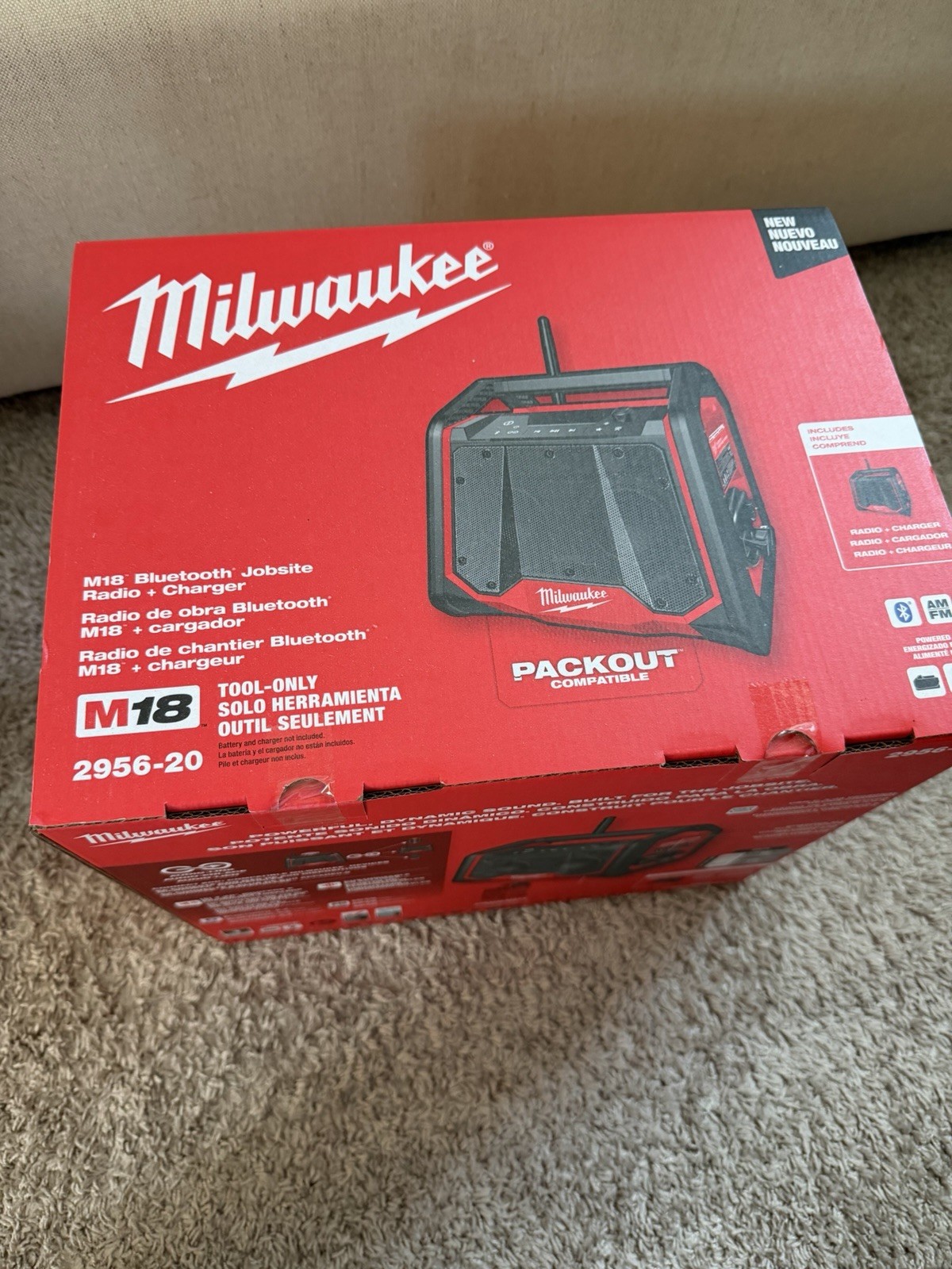 New Milwaukee 2956-20 M18 18V Bluetooth Jobsite Radio + Charger Tool Only