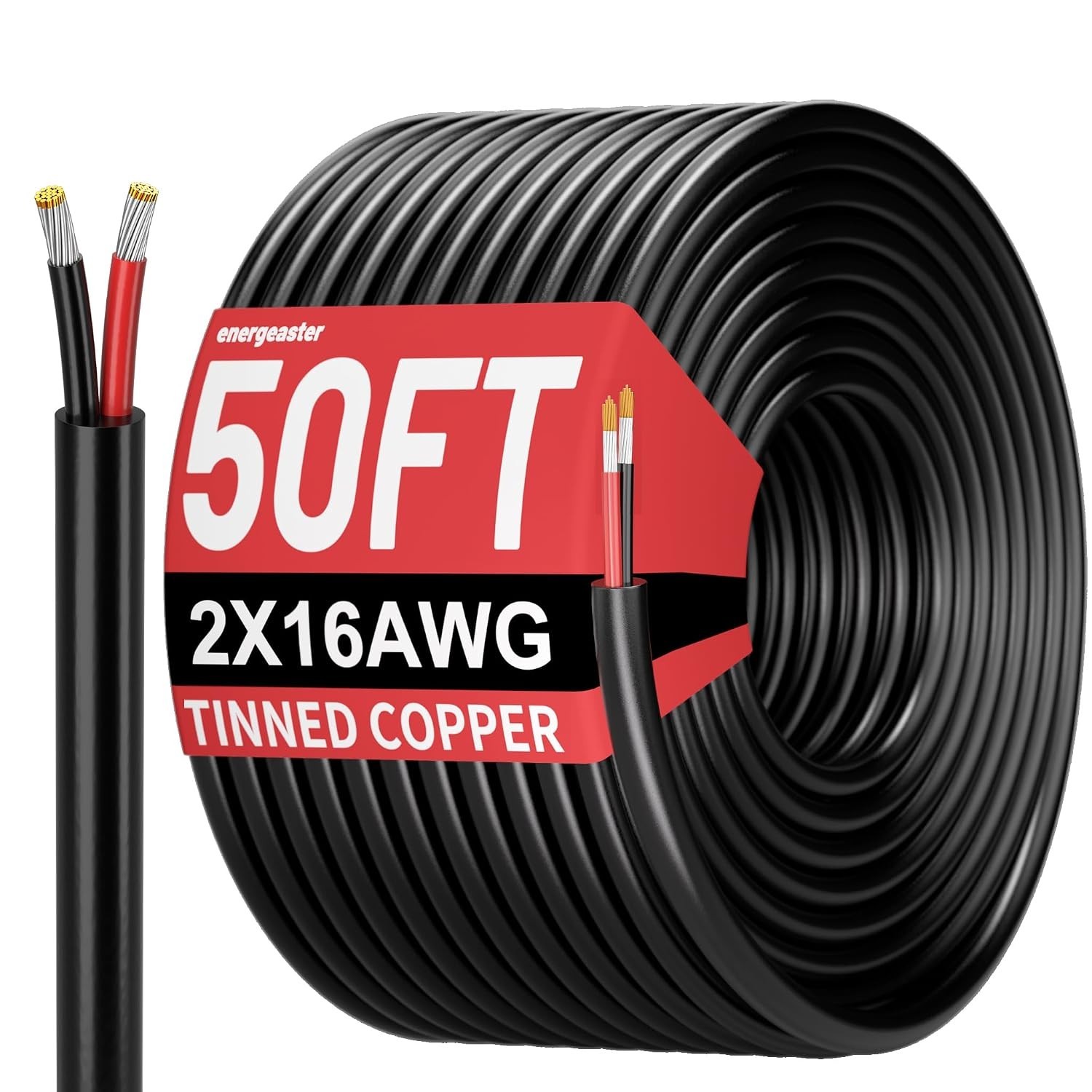 50FT 16 Gauge Wire 2 Conductor Electrical Wire,16 AWG Tinned Copper PVC Cable…