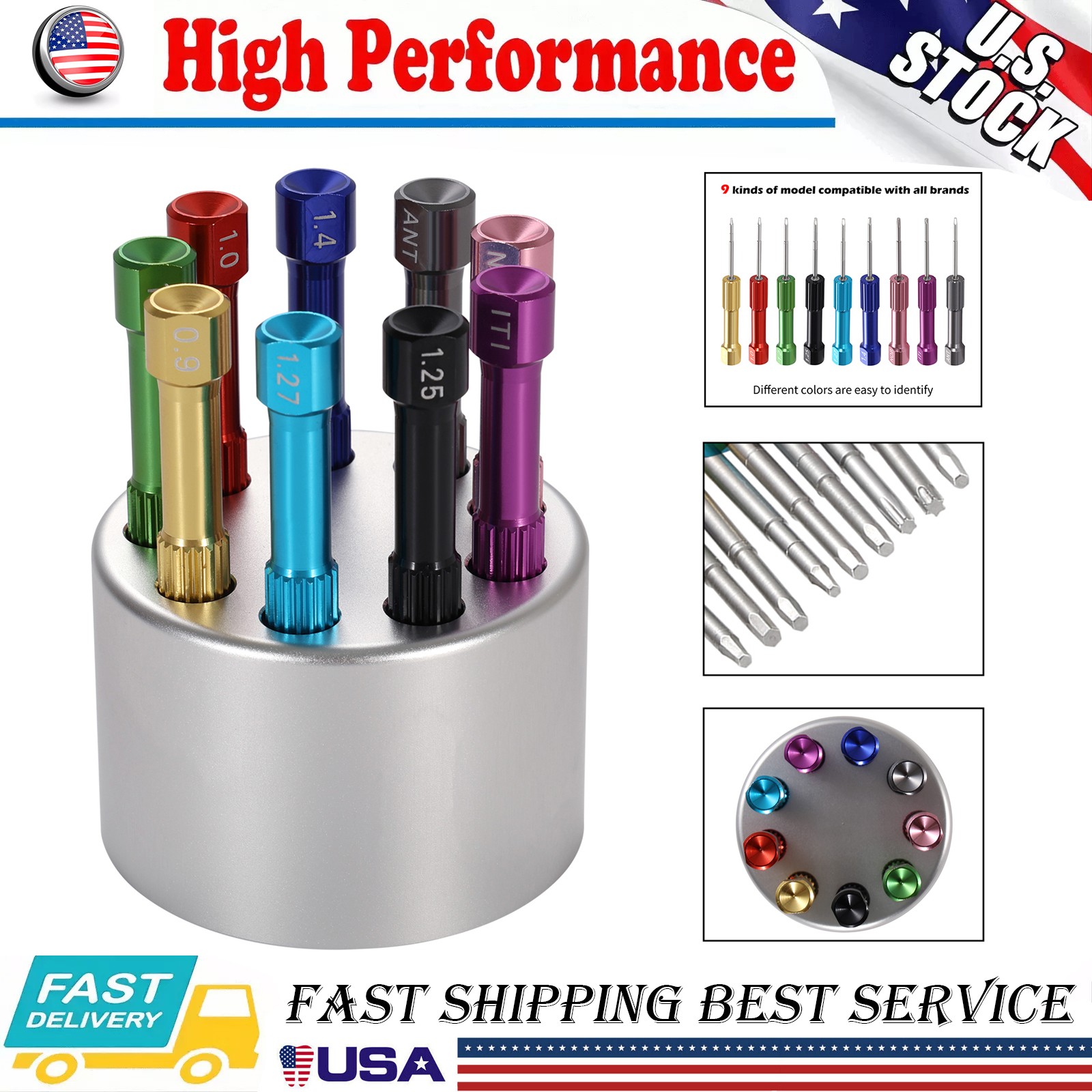 Dental Lab Stainless Steel Implant Screw Driver 9pc/set Dentistry Tool Kit