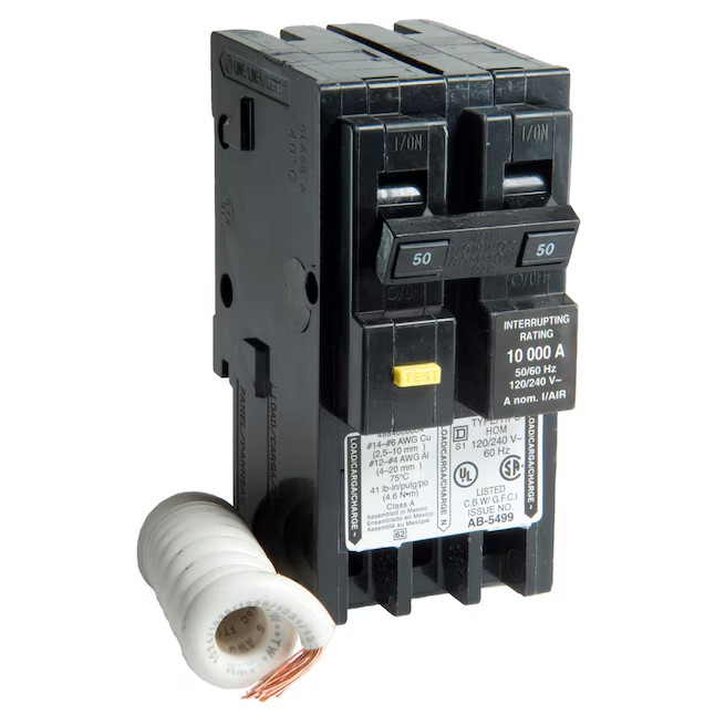 Square D Homeline 50A Two Pole Circuit Breaker & GFI HOM250GFIC – New