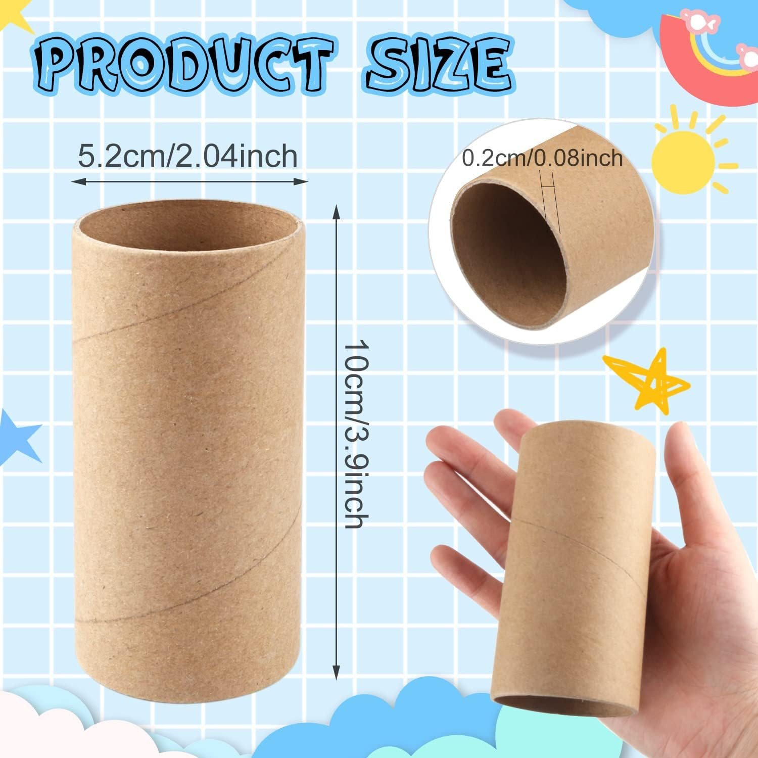 20 Pack Craft Rolls Brown Cardboard Tubes Crafting Paper round Thick Tube for DI