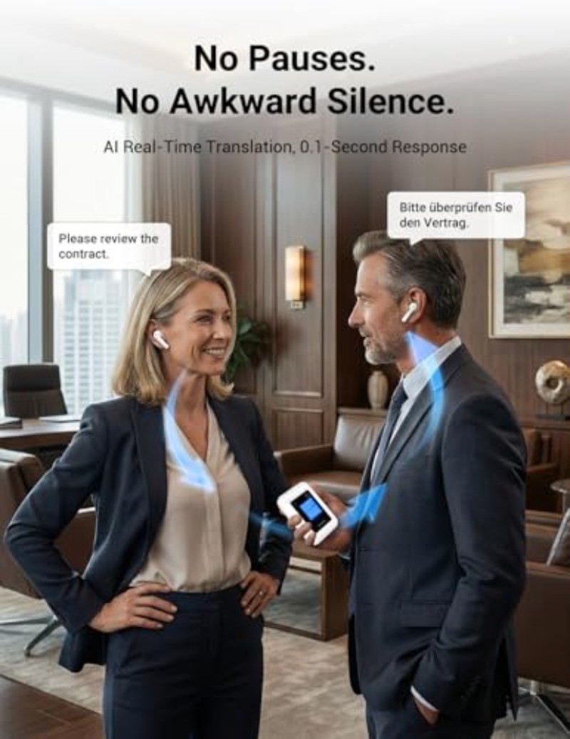 ANFIER A8 AI Translation Earbuds Real Time with ChatGPT, Language Translator Dev