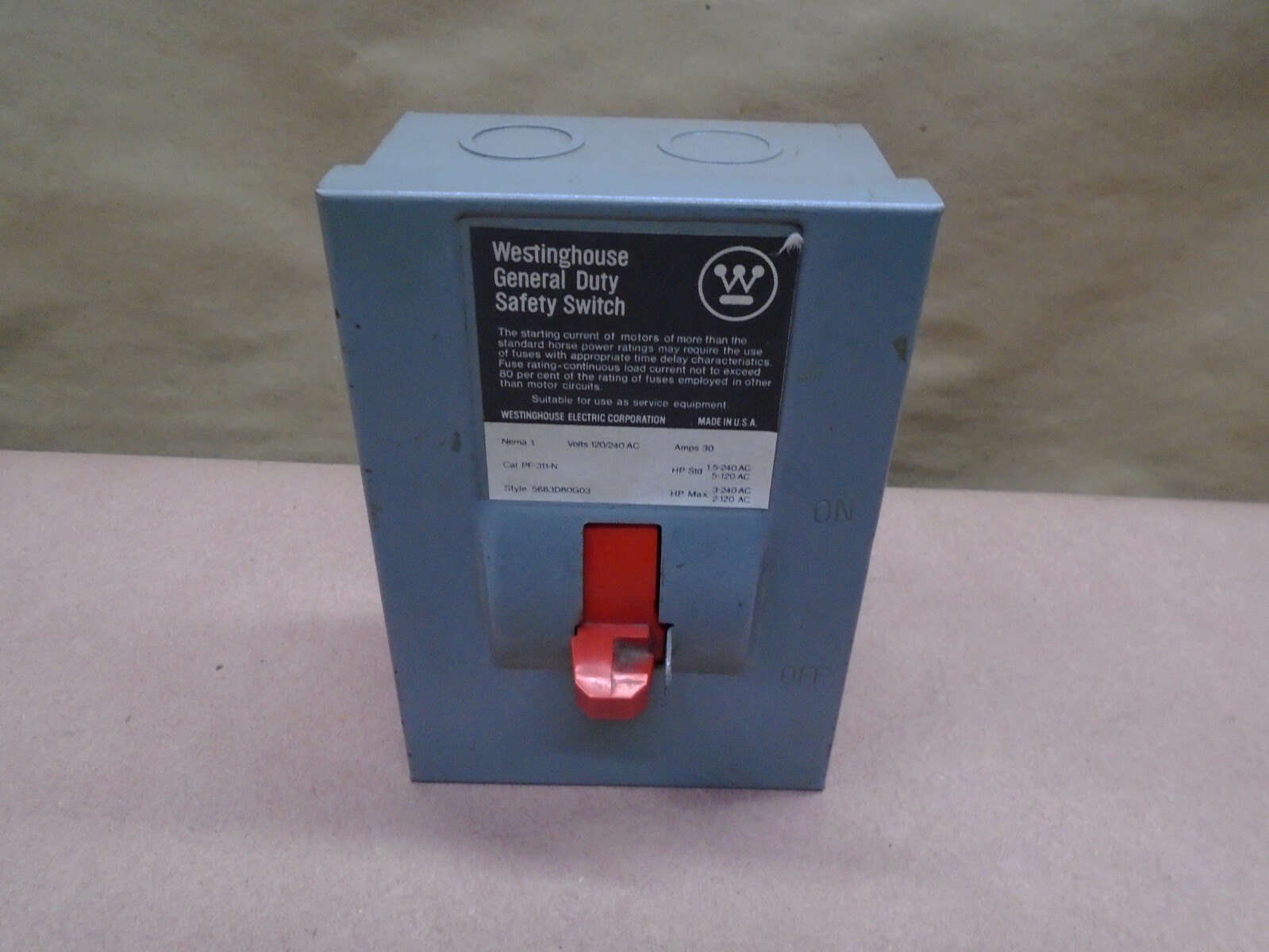 NEW Westinghouse PF-311-N Safety Switch 30 Amp 120/240 Volt AC General Duty