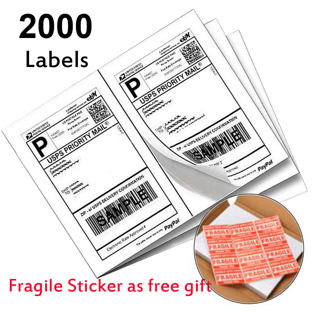 2000 Half Sheet 8.5×5.5 Address Shipping Blank Labels Self Adhesive 2 Per Sheet