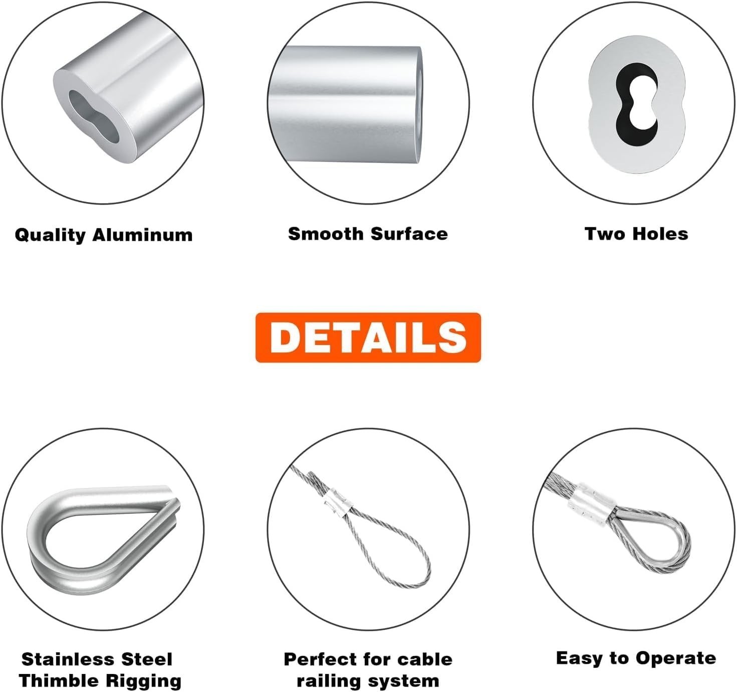 Stainless Steel Cable Crimper Kit with 140pcs Sleeves\
