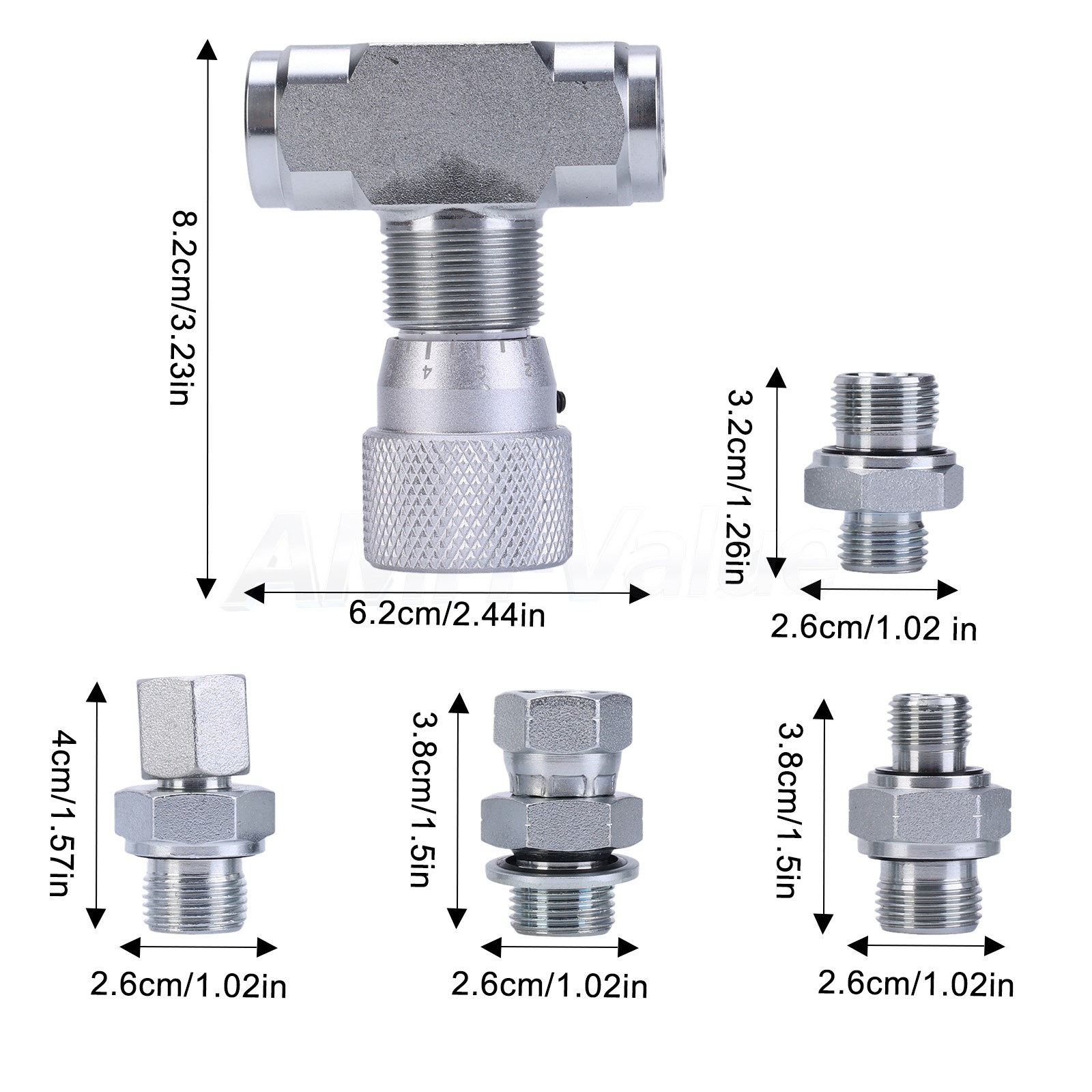 3/8in Hydraulic Adjustable Flow Control Two-way Joint w/ G3/8 For Fluids Gases