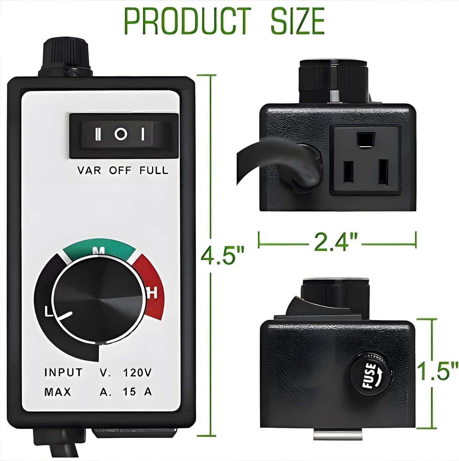 AC Motor Speed Controller 120V 15A Max Electronic Fan Speed Controller Variab…