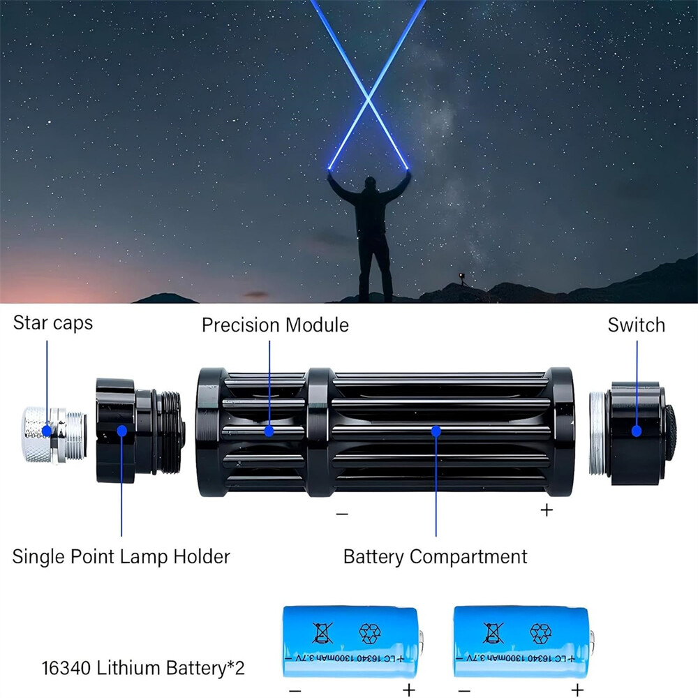 Adjustable High Power Blue Laser Burning Light Pointer Visible Dot Torch Light