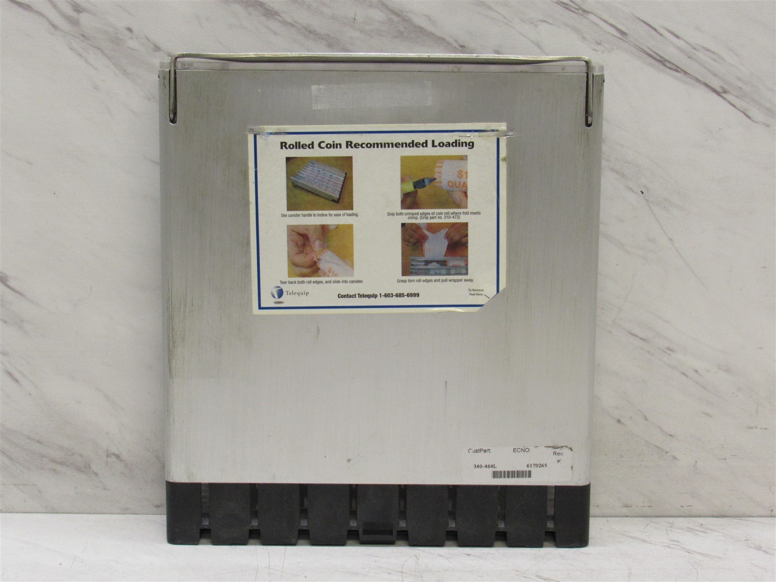 Telequip 340-464L T-Flex Coin Cassette Canister for Transact Coin Dispenser