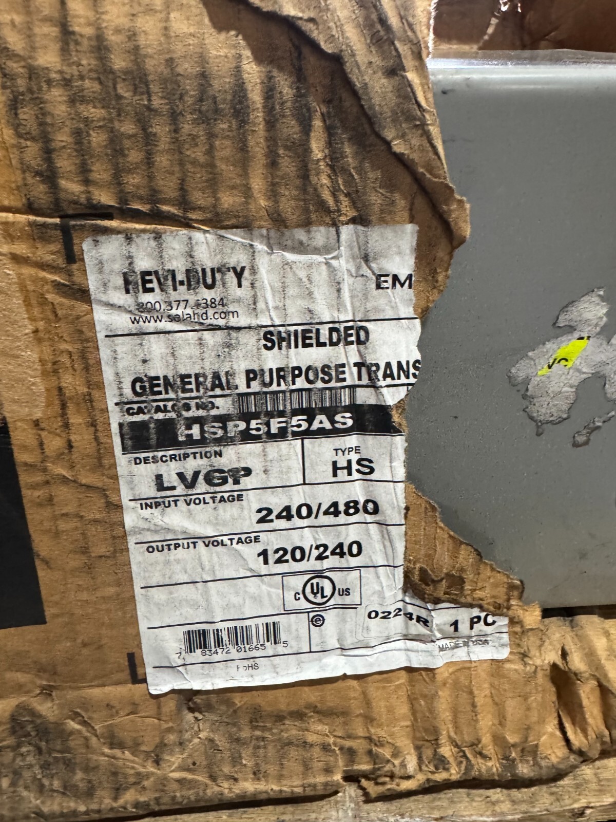 SolaHD Transformer HSP5F5AS 5KVA 240X480-120/240 SS ANSI 61 NEW