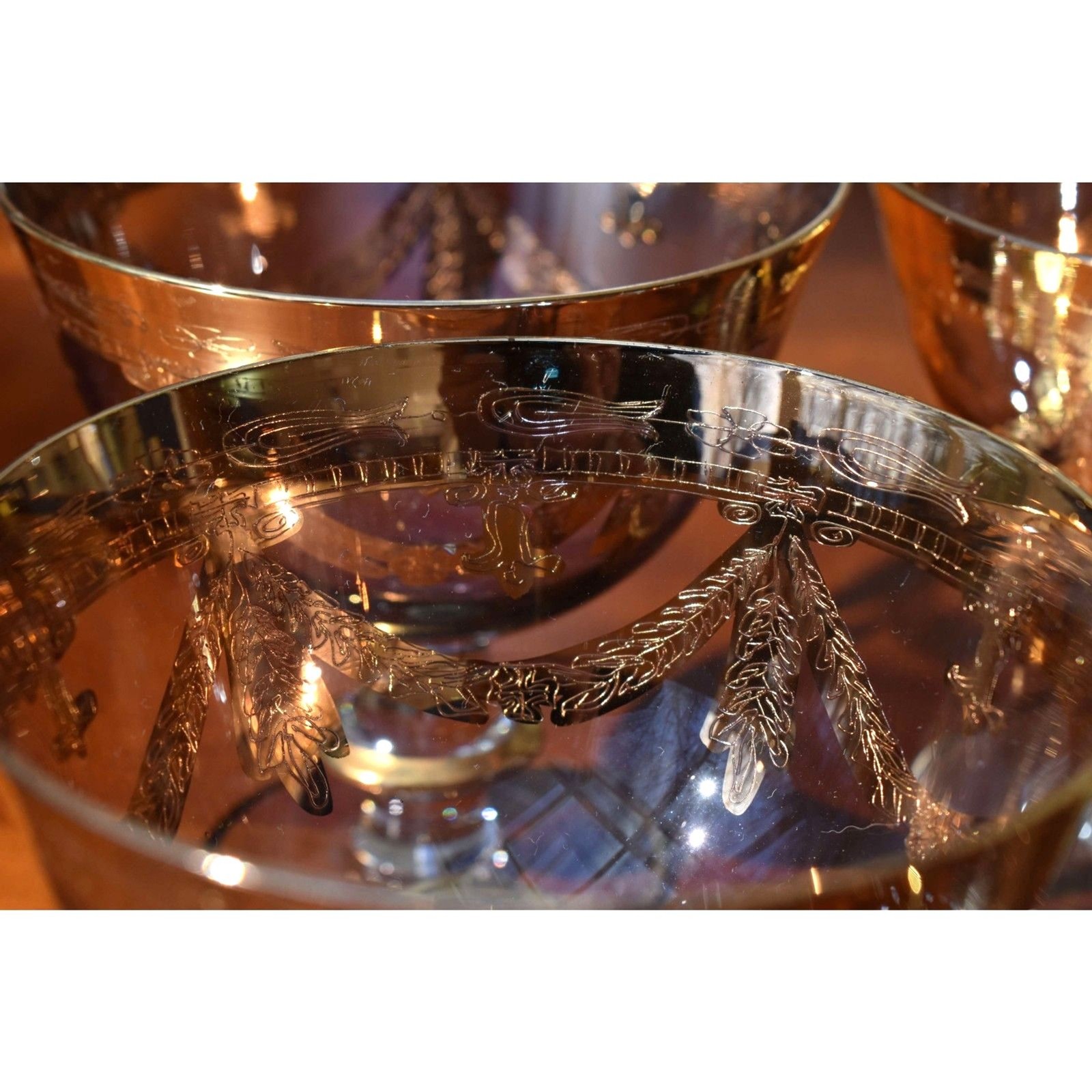 Set of 6 Arte Italica Medici Gold Footed Dessert Glasses Original Labels