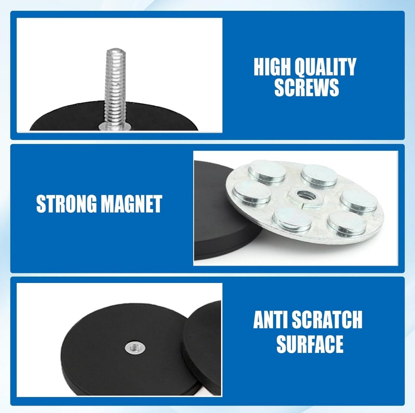 Rubber Coated 7lb 22mm Mounting Neodymium Magnets Base Anti-Scratch 4pcs M6