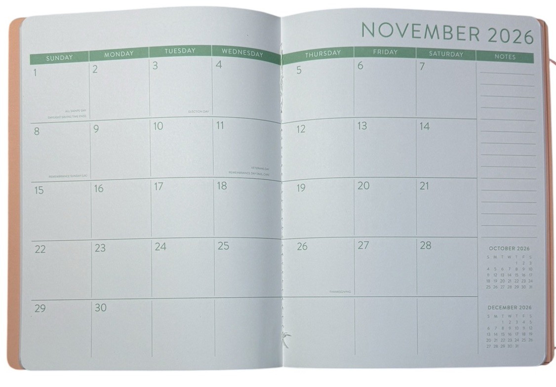2026 Monthly 12 months Planner Orange Circle Studio Floral Brown Gold 7.5” X 8”