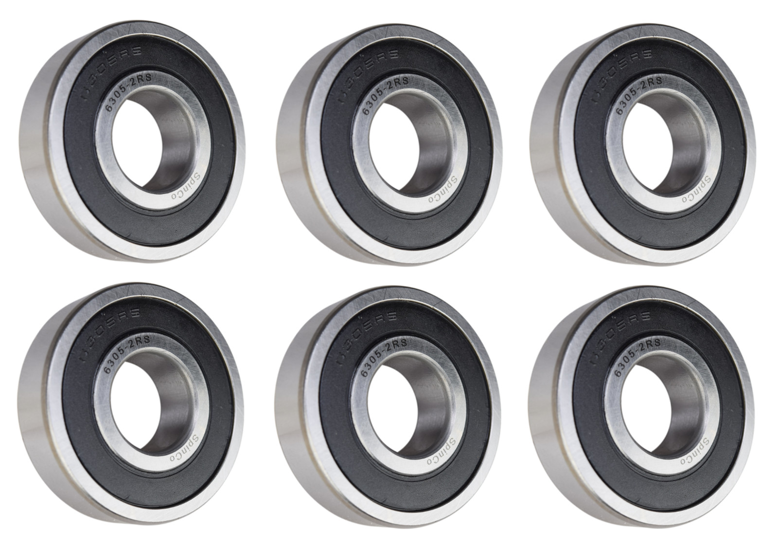 (6 Pack) 6305-2RS, 6305LLU, 305PP Sealed Radial Ball Bearing 25X62X17 SpinCo