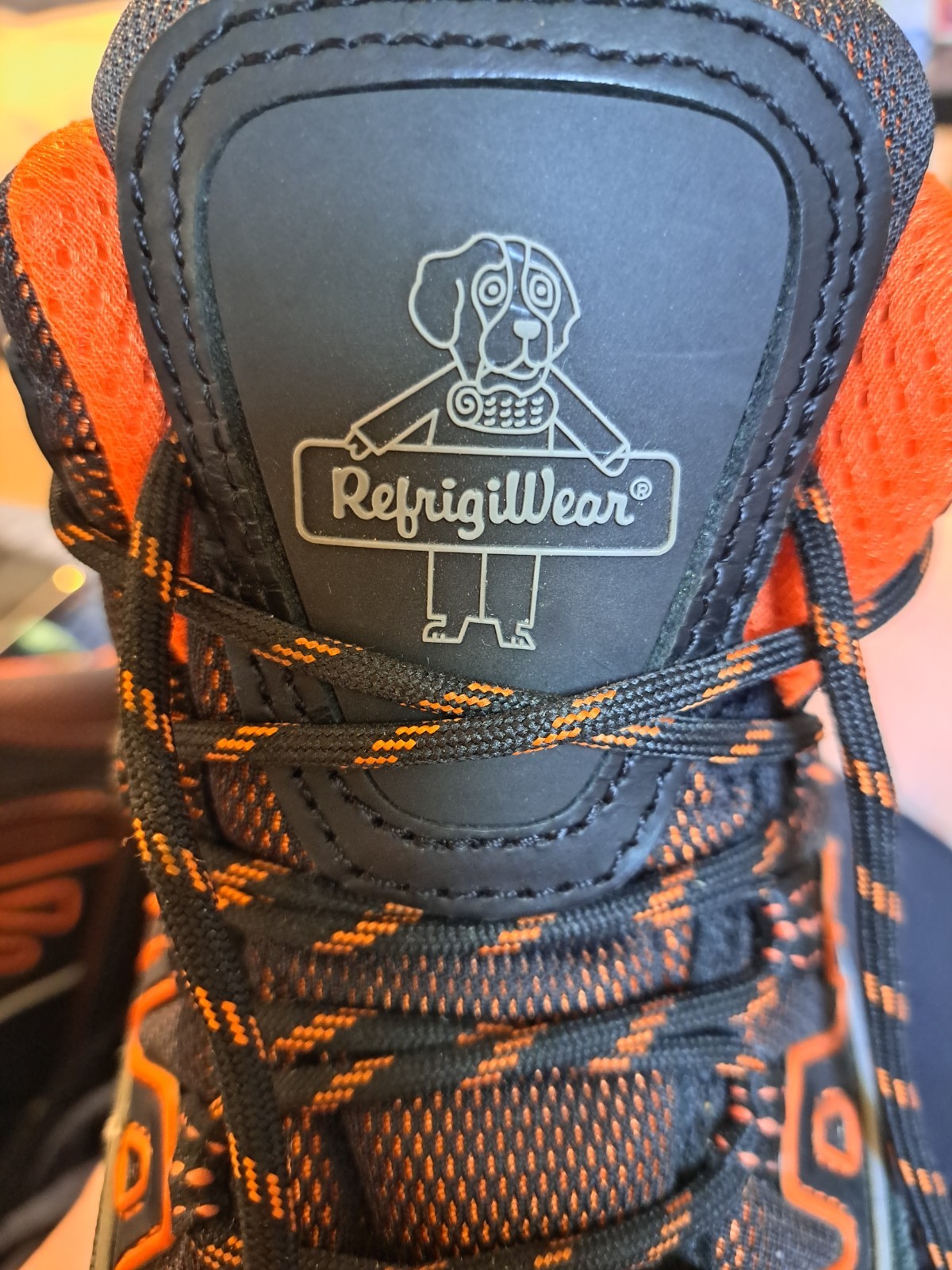 RefrigiWear Waterproof Metal-Free Steel Toe Work Boots Black/Orange Size 7.5