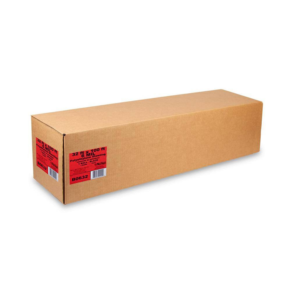 32 Ft. X 100 Ft. X 6 Mil Black Plastic Sheeting
