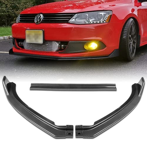 3Pcs Front Bumper Lip Spoiler Splitter Kit For 11-14 VW Jetta MK6 Carbon Style