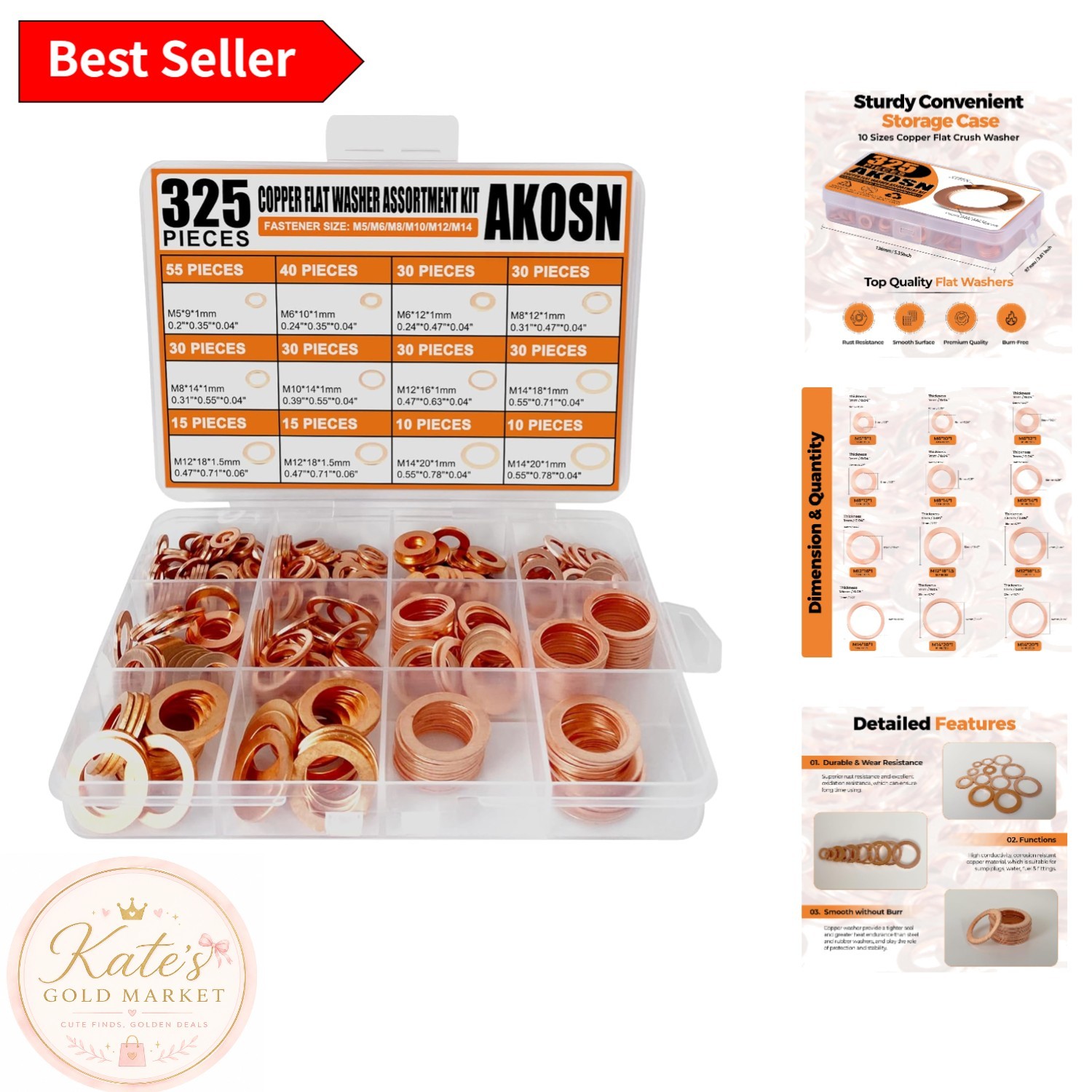Comprehensive 325 PCS Copper Washer Kit – Ideal for DIY & Repair Applications